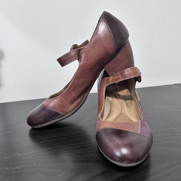 Comfortiva Alora Leather‎ Mary Jane Brown Patchwork Women's size 8.5 - Picture 6 of 9